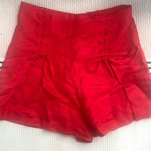Red Lace-Up Shorts